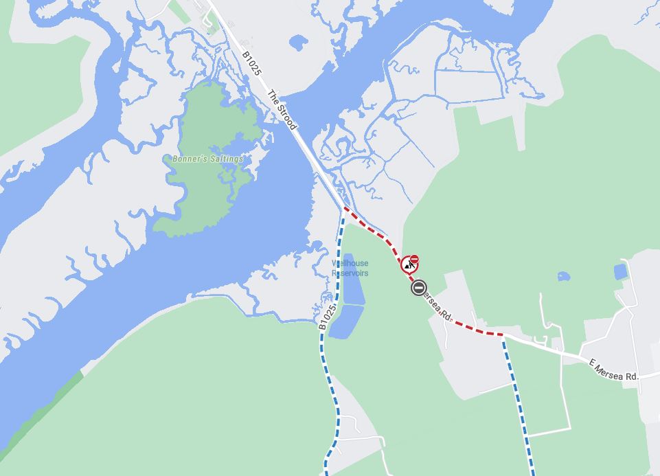 Service 86 Road closure East Mersea Rd, Colchester 1216 May 2023